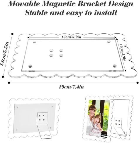 1 PACK 4 x 6 Picture Frame，Wavy Edge Photo Frame with Removable Magnetic Stand, Magnetic Picture Frames for Refrigerator or Desk in Saudi Arabia