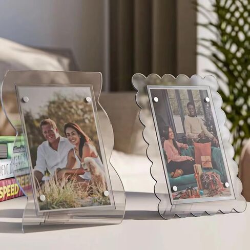 1 PACK 4 x 6 Picture Frame，Wavy Edge Photo Frame with Removable Magnetic Stand, Magnetic Picture Frames for Refrigerator or Desk in Saudi Arabia