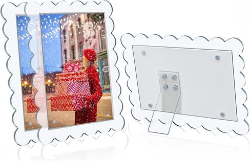 1 PACK 4 x 6 Picture Frame，Wavy Edge Photo Frame with Removable Magnetic Stand, Magnetic Picture Frames for Refrigerator or Desk in Saudi Arabia
