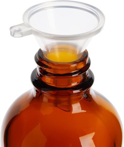 Juvale 15 Pack of 4oz Amber Glass Bottles with Dropper Dispenser & 6 Funnels for Essential Oils, Travel, Perfumes, Liquids, Hair & Body Oils (21 Total Pieces, 120ml) - Amber Glass Bottle Set in Kuwait