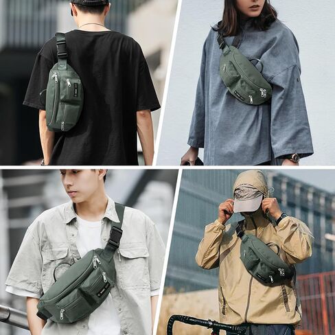 Fanny Pack for Women Men Crossbody Bag with 6-Zipper Pocket Adjustable Strap Black Fanny Packs Sling bag for Men Outdoor Travel Sports Hiking Running in Kuwait