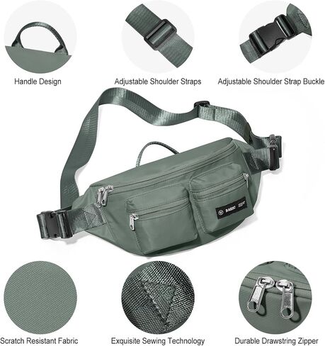 Fanny Pack for Women Men Crossbody Bag with 6-Zipper Pocket Adjustable Strap Black Fanny Packs Sling bag for Men Outdoor Travel Sports Hiking Running in Kuwait