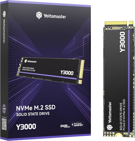Yottamaster Y3000 1TB SSD M.2 PCIe 3.0, Up to 3100MB/s, M.2 2280 NVMe Internal Solid State Drive with SLC Cache 3D NAND, Upgrade Storage for PC Computer, Laptop, Gaming in Saudi Arabia