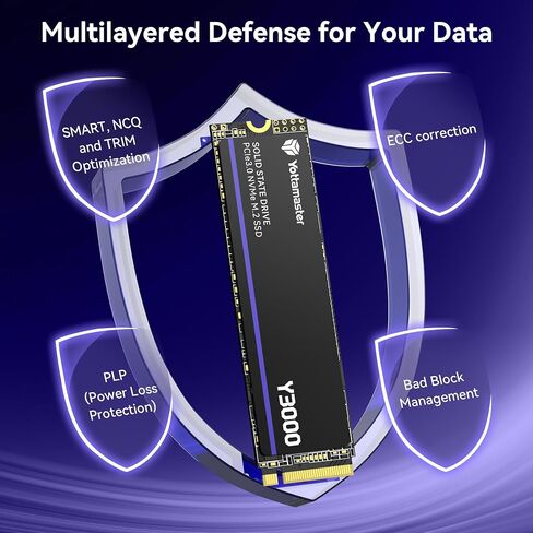 Yottamaster Y3000 1TB SSD M.2 PCIe 3.0, Up to 3100MB/s, M.2 2280 NVMe Internal Solid State Drive with SLC Cache 3D NAND, Upgrade Storage for PC Computer, Laptop, Gaming in Saudi Arabia
