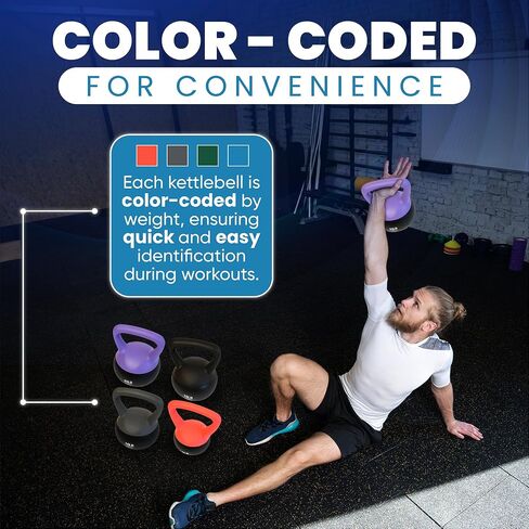 bintiva Soft Kettlebells - Sea and Iron Sand Filled Weights for Women and Men - Color Coded Kettle Bell Sets in Kuwait