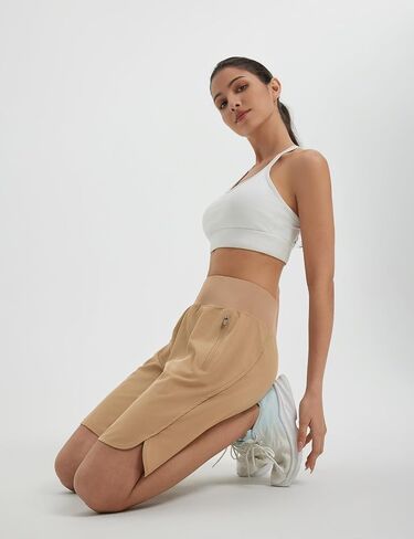 BALEAF Women's Running Athletic Shorts for Women Long High Waist Zipper Pockets Quick Dry Workout Gym Hiking UPF 50+ in Saudi Arabia