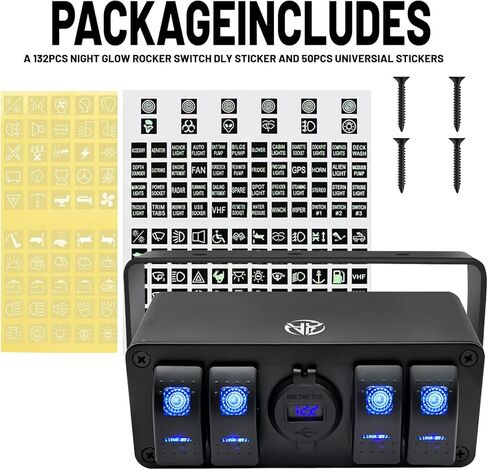 5 عصابة الروك التبديل مربع الألومنيوم 12 فولت لوحة التبديل SPST على إيقاف التبديل PD نوع C و QC 3.0 USB شاحن الفولتميتر للماء تبديل لوحة التبديل ملصقات DIY للقوارب السيارات RVs الشاحنات in Kuwait