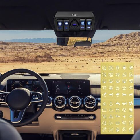 5 عصابة الروك التبديل مربع الألومنيوم 12 فولت لوحة التبديل SPST على إيقاف التبديل PD نوع C و QC 3.0 USB شاحن الفولتميتر للماء تبديل لوحة التبديل ملصقات DIY للقوارب السيارات RVs الشاحنات in Kuwait