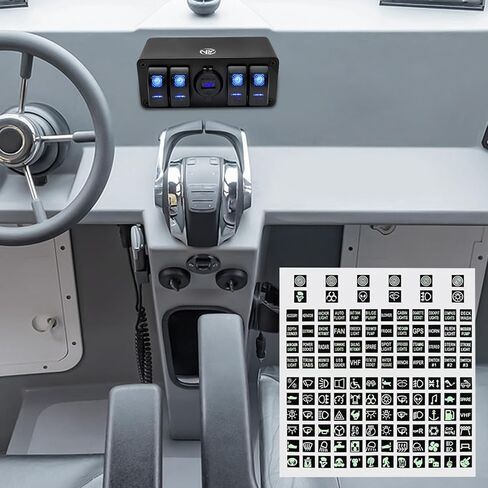 5 عصابة الروك التبديل مربع الألومنيوم 12 فولت لوحة التبديل SPST على إيقاف التبديل PD نوع C و QC 3.0 USB شاحن الفولتميتر للماء تبديل لوحة التبديل ملصقات DIY للقوارب السيارات RVs الشاحنات in Kuwait