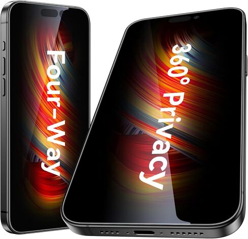 Esanik 2 Pack 4-way 360 Anti-spy for iPhone 14 Pro Privacy Screen Protector 6.1'' Tempered Glass, Installation Frame, 9H Hardness, Easy Installatio in Saudi Arabia