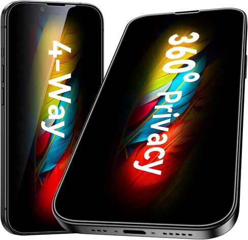 Esanik 2 Pack 4-way 360 Anti-spy for iPhone 14 Pro Privacy Screen Protector 6.1'' Tempered Glass, Installation Frame, 9H Hardness, Easy Installatio in Saudi Arabia