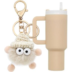 TOS Mini Tumbler Keychain Cute Stanley Cup Charms For Handbag Backpack Soft Artificial Plush Ball Pendant Keychain For Women