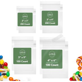 Self Sealing Square Cellophane Bags - 6" x 6" (1000 Count) - Clear Plastic Resealable Cello Bag - Cellophane Treat Bags, Cookie Bags for Packaging, Candy bags, Cello Bags, Pastry Bags