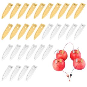 150 Pcs Copper Zinc Anode Sheet Electrode Strips for Fruit Battery Experiments - High Purity Copper and Zinc Electrodes for Scientific Experiments