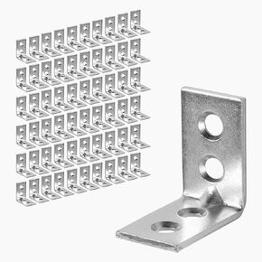 Repa Market Stainless Steel Phased Hole Corner Shelf Brackets - L brackets - 1.18" x 1.18" Inch - Pack of 20 - Angle Bracket for wall shelf, wood furniture, cabinet shelving - 90 degree support corner