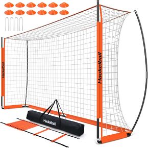 Soccer Goal Net Portable Soccer Goals for Backyard with Upgraded Goal Posts, Full Size Soccer Net, Agility Ladder and 12 Soccer Cones