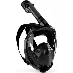 Full Face Snorkel Mask, Snorkeling Mask with Detachable Camera Mount,Panoramic 180° View Upgraded Dive Mask with Safety Breathing System,Dry Top Set Anti-Fog Anti-Leak for Adults and Kids