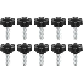 uxcell 10Pcs Clamping Screw Knob, 25mm Dia Plum Hex Shaped Grips Knob, Plum Hex Shaped Screws Handle 1/4"-30 Male Thread for Remove Hand Tightening Knob