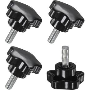 4-Pack Star Clamping Knobs, M8x25mm Male Thread Hand Tightening Screw for Machinery/Electronic/Furniture/Umbrella Base, Machine Handle Replacement [39mm, Black]