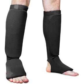 Taekwondo Cloth Calf Shin Instep Protector Guards, Boxing Martial Arts MMA Training Foot Protective Gear for Men Women Kids Sparring Muay Thi Sparring Karate Foowear