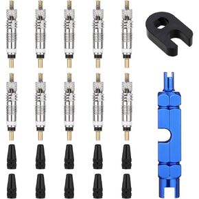 22PCS Presta Valve Core Removal Tool Tubeless Valve Core Bike Bicycle Replacement Valve Core Kits with Plastic & Alloy Valve Core Remover Dismantle Valve Stem Core Cap for Tubeless Road MTB Bike Tire