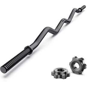 47" EZ Curl Bar Weight Lifting Bar, 1-inch Plates Curl Bars for Squats/Hip Thrusts/Lunges, Weight lifting Plates Curling Bar for Gym and Home -2 Star Collars(280lb Weight Capacity)
