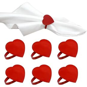 mdgfge Valentine's Day Heart Napkin Rings Set of 6, Red Metal Love Heart Shape Napkin Ring Holders Buckle for Valentine's Day Wedding Anniversary Birthday Party Christmas Dining Table Decor Supplies