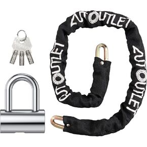 AUTOUTLET U-Lock Chain Lock, Full Metal U-Lock Chain Set with Crescent Copper Lock Cylinder for Motorcycle, Bicycle, and Trailer Security