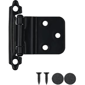 JQK 3/8 Inch Inset Cabinet Door Hinges Oil Rubbed Bronze, 20 Pack 10 Pairs Flush Face Mount Cupboard Self-Closing Kitchen Cabinet Hardware Hinges with Door Bumper, CH201-ORB-P20