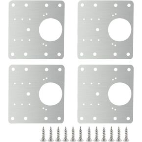 4 PCS Hinge Repair Plate,Stainless Steel Fix The Hinge Side Plate Repair Piece with Mounting Screws for Wood, Furniture, Shelves, Cabinet