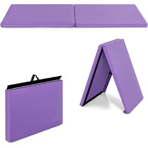 GYMAX Exercise Mat, 2 FT x 6 FT Bi-Fold with Carry Handles, Thick Home Workout Floor Mat for Gymnastics, Tumbling, Yoga, MMA, Wrestling