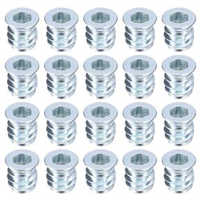 uxcell 30Pcs Threaded Inserts, M10-1.5x25 Zinc Plated Carbon Steel Hex Socket Drive Screw-in Nut Threaded Inserts for Wood Working Tools and Accessories