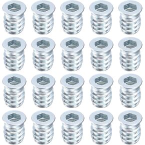 100 قطعة من حشوات Uxcell الملولبة، M6-1x20 من الفولاذ الكربوني المطلي بالزنك، حشوات ملولبة من الفولاذ الكربوني لأدوات العمل الخشبية وملحقاتها in Kuwait