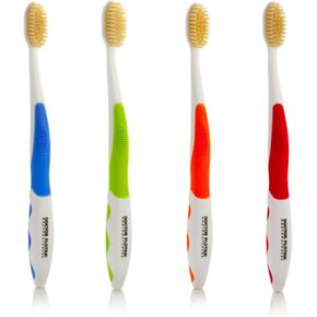MOUTHWATCHERS Dr Plotkas Extra Soft Bristle Flossing Toothbrush Manual Soft Toothbrush for Adults, Ultra Clean Toothbrush, Good for Sensitive Teeth and Gums, Variety 4 Pack, Colors May Vary