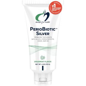 Designs for Health PerioBiotic Silver Hydroxyapatite Toothpaste - Fluoride Free Toothpaste with Oral Probiotics with Whitening Hydroxyapatite - Supports Gum Health & Remineralization (4oz Mint)