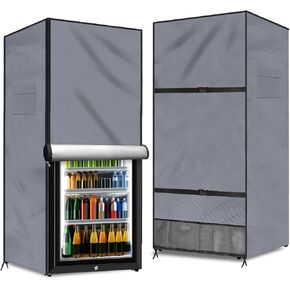 Outdoor Refrigerator Cover Dustproof Freezer for Protecting Upright Freezers/Beverage Refrigerator Compact 5-7.5 Cubic Foot Freezer Covers Outdoor (Silver, 23" x 23"x 56")