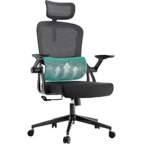 Ergonomic Office Chair - 400LB Comfy Desk Chairs with Headrest and Lumbar Back Support, Heavy Duty Mesh Computer Chairs with Wheels and Arms for Home Office, Study, Bedroom and College Dorm
