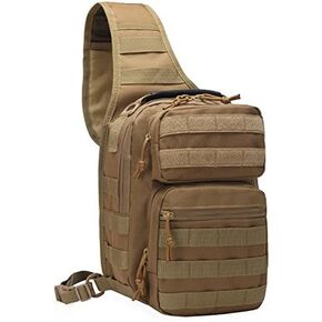 FAMI Tactical Sling Bag Pack Military Rover Shoulder Backpack EDC Assault Range Bag, Water-Resistant with Flag Patch