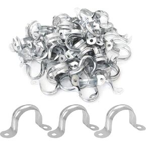 100 Pack 3/4 inch U Clamp Metal Rigid Pipe Strap with 2 holes, Stainless Steel U Bracket Pipe Clamps Hanger Fit for 3/4 inch Pipes