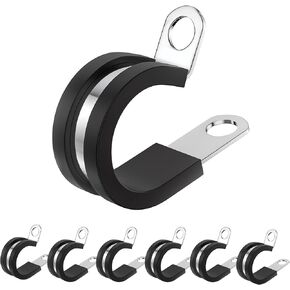 30 Pack Cable Clamp, 3/4 Inch Stainless Steel Wire Clamp with Metal Rubber Clips ，Cable Clamps Assortment Kit for Cable Rigid Pipe Strap (20mm)