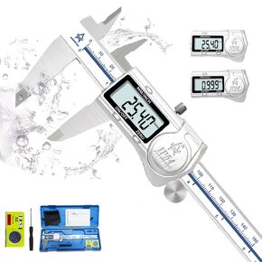 Digital Caliper,6 Inch Caliper Measuring Tool,IP54 Waterproof Protection Design,Large LCD Screen,Electronic Digital Micrometer with Inch Metric Fraction