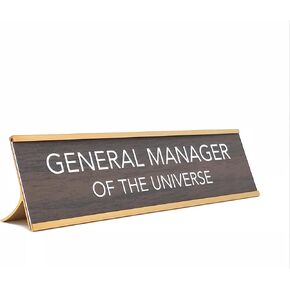 Aahs Engraving Novelty Desk Sign (General Manager of the Universe, Brown/Gold)