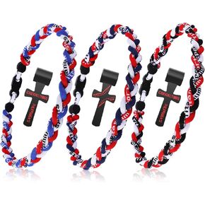 Baseball Necklaces, 3 Pack, Fashion Tornado Design for Sports Fan Baseball Necklace, Great-Hit with Box, Baseball Theme Party Gifts