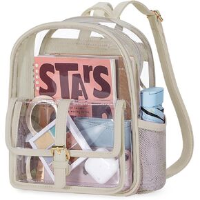 Missnine Clear Backpack Small Mini Clear Stadium Bag for Sport Event, Concert with Adjustable Strap, Khaki