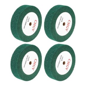 uxcell 4pcs 200x50x20mm 240 Grit Non-Woven Polishing Burnishing Wheel Nylon Wire Drawing Abrasive Flap Wheel for Surface Treatment Stainless Steel Copper Aluminum Green