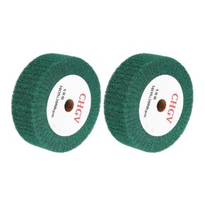 uxcell 2pcs 150x50x20mm 320 Grit Non-Woven Polishing Burnishing Wheel Nylon Wire Drawing Abrasive Flap Wheel for Surface Treatment Stainless Steel Copper Aluminum Red