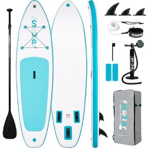 FunWater SUP Inflatable Stand Up Paddle Board 10'6×33"×6" Ultra-Light Inflatable Paddleboard with ISUP Accessories,Fins,Adjustable Paddle, Pump,Backpack, Leash