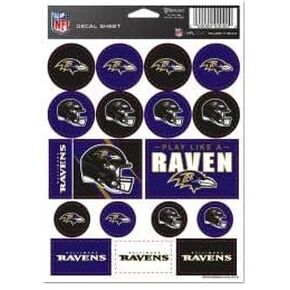 Baltimore Ravens Vinyl Sticker Sheet 5" x 7"