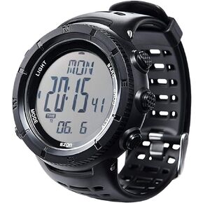 EZONE Sports Digital Watch H001,Classic Outdoor Adventure Watch with Altimeter, Barometer & Compass,Timer/Temperature/Sunrise & Sunset Display, Suitable for Hiking Mountain Use