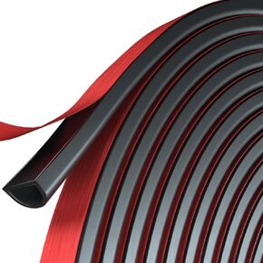 Weather Sealing Strip Door Seal, New D-Shaped Silicone Self Adhesive Window Weather Stripping, for Door/Window/Automotive Seal（20FT Black 3/8"W × 1/4"T）